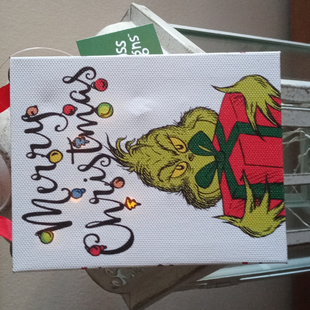 Grinch Canvas Light Up Ornament